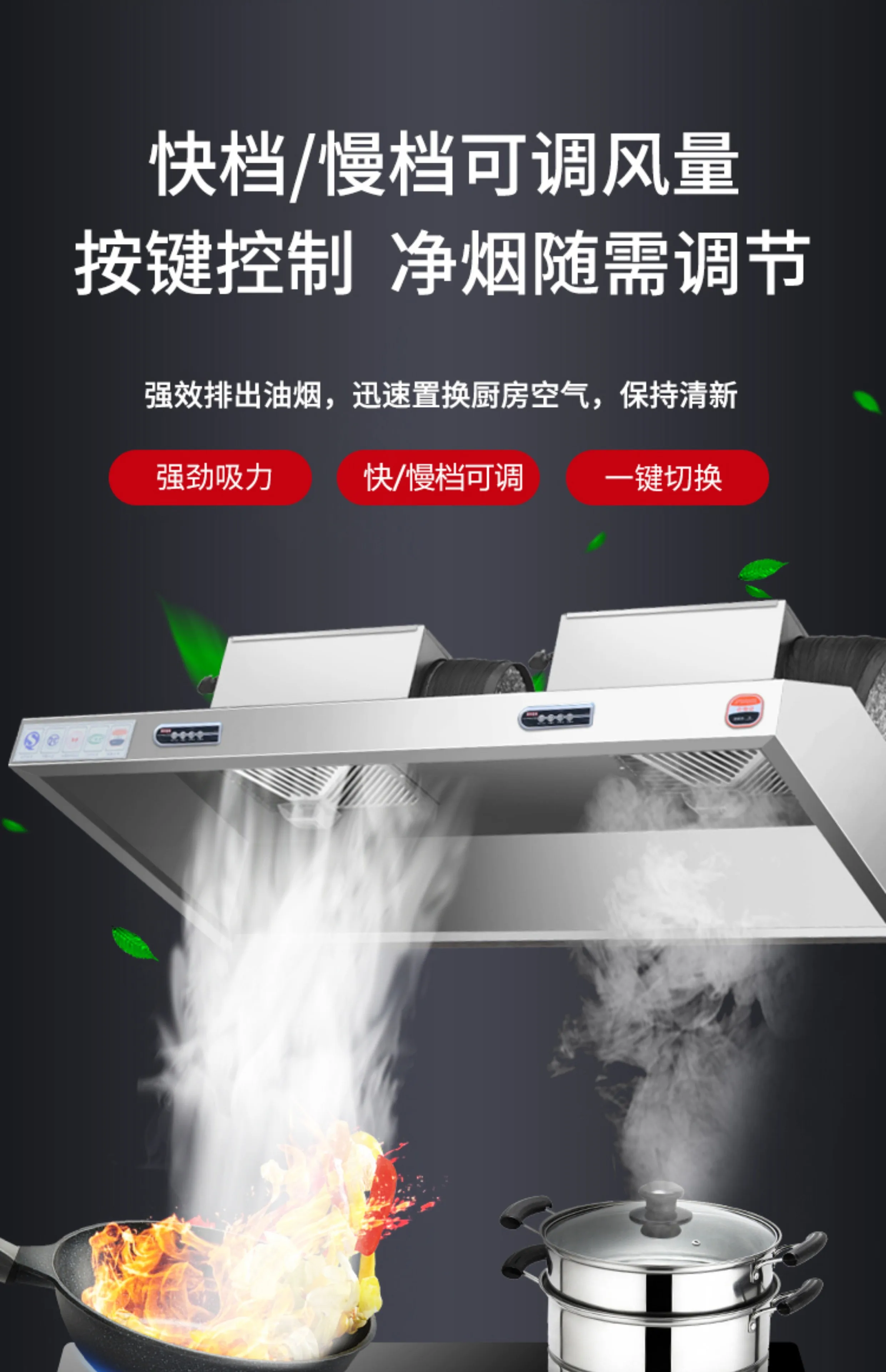 220 В из нержавеющей стали, ко – обзор и цена Commercial Kitchen Hood Exhaust Fans
