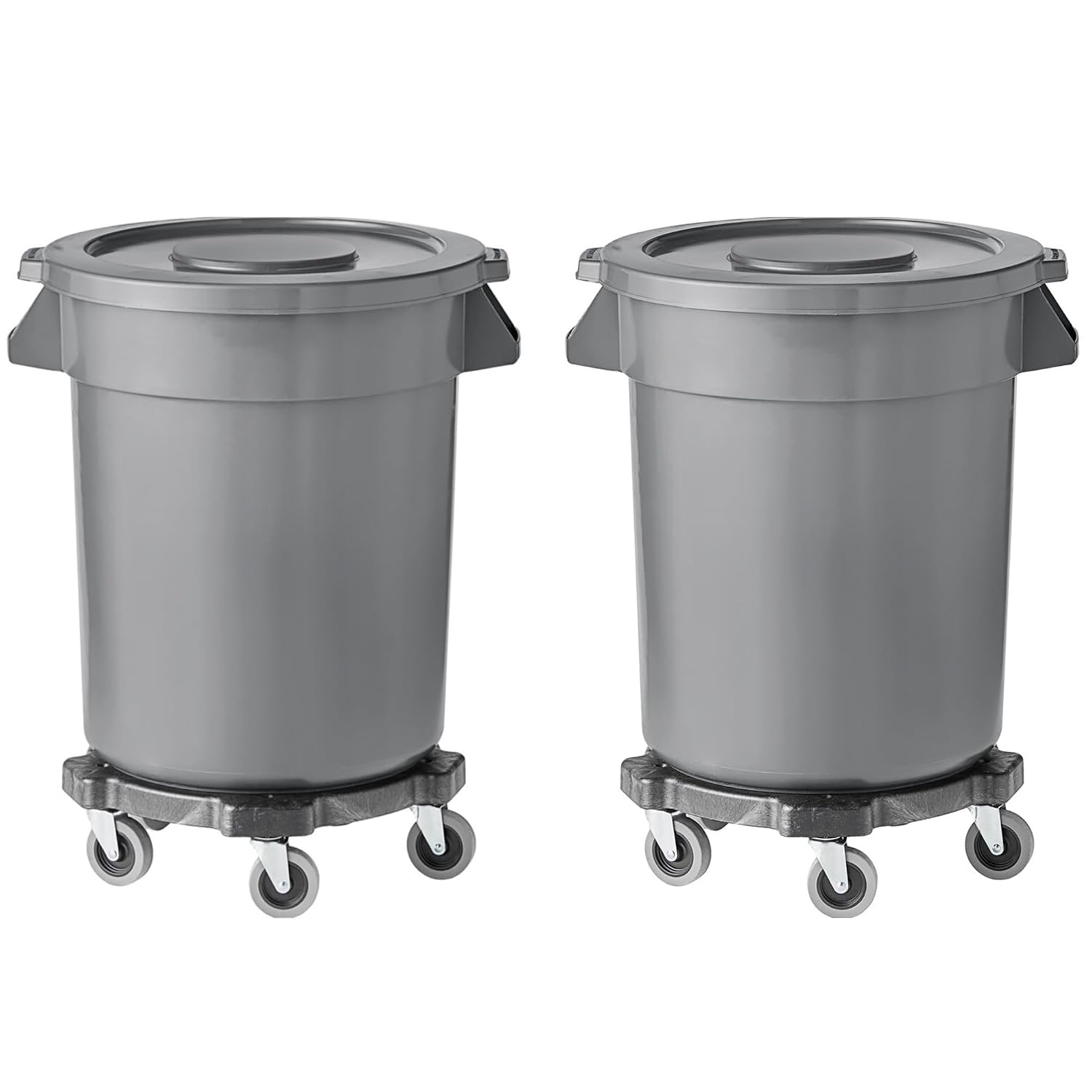 Комплект из 2-х серых круглых  – обзор и цена Commercial Kitchen Garbage Can